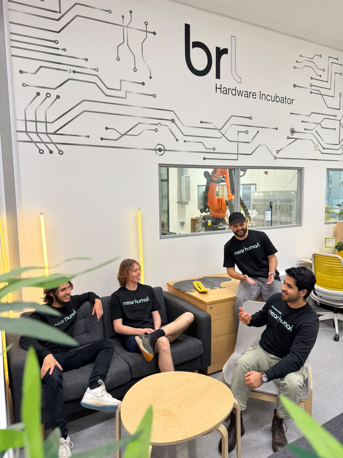 The Near Human team in conversation at the Bristol Robotics Lab Hardware Incubator